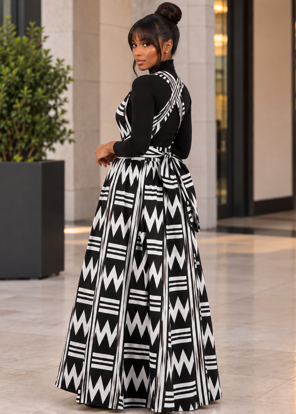 Monochrome Muse Maxi Dress