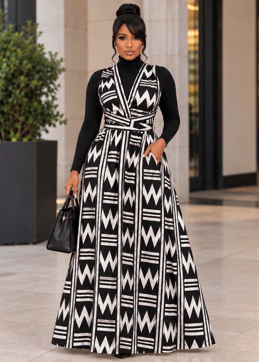 Monochrome Muse Maxi Dress